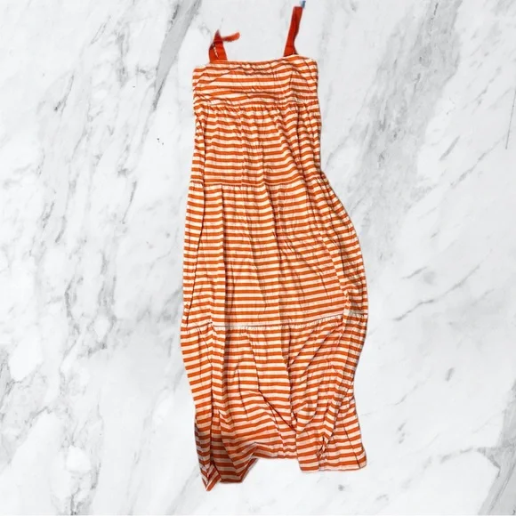 old navy orange and white striped dress OLD NAVY Women's Orange and White Stripe Strappy Sun Dress Size XL Long  Cotton